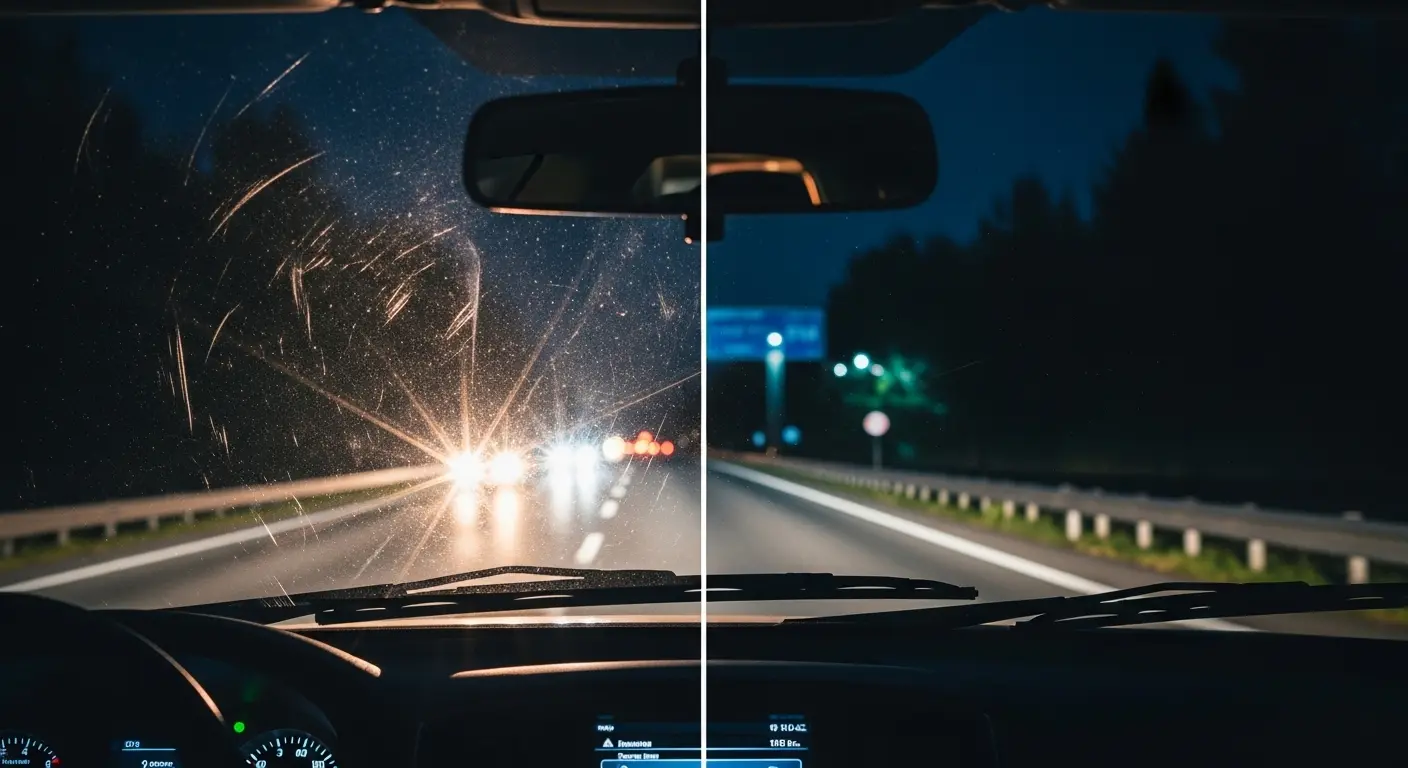 Araç ön cam silecek çiziği giderme öncesi sonrası