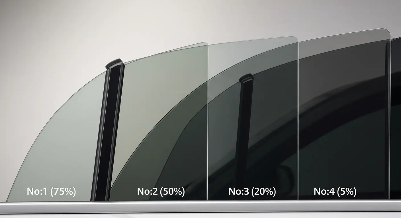 Cam filmi numaraları ve koyuluk dereceleri